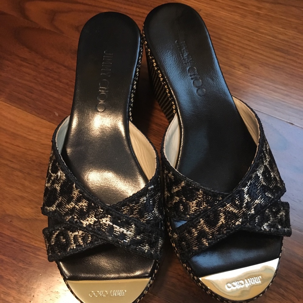 Jimmy Choo 151 Prima Raffia Leopard print platform - Picture 3 of 7
